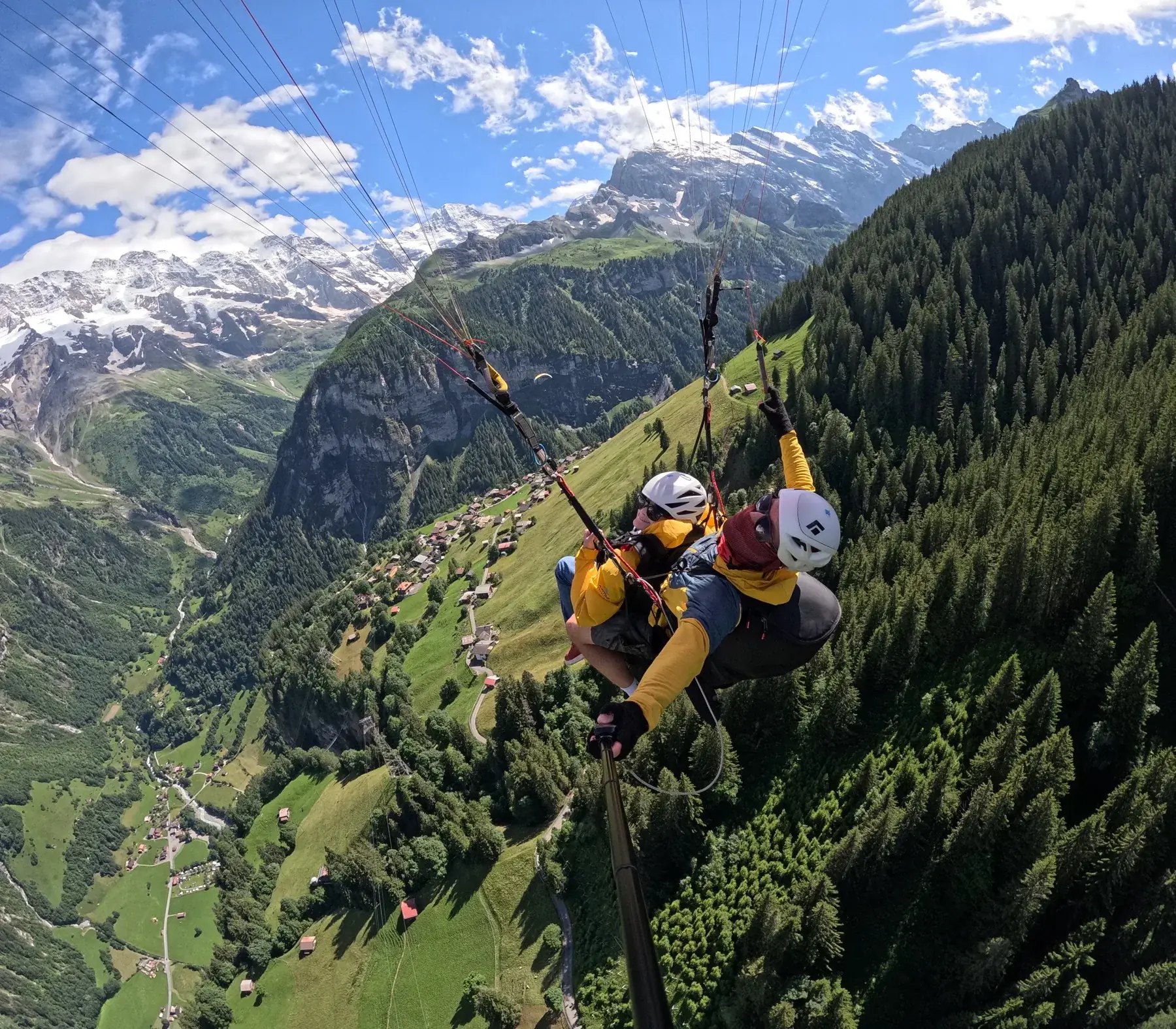 Tandem paragliding over the Interlaken valley