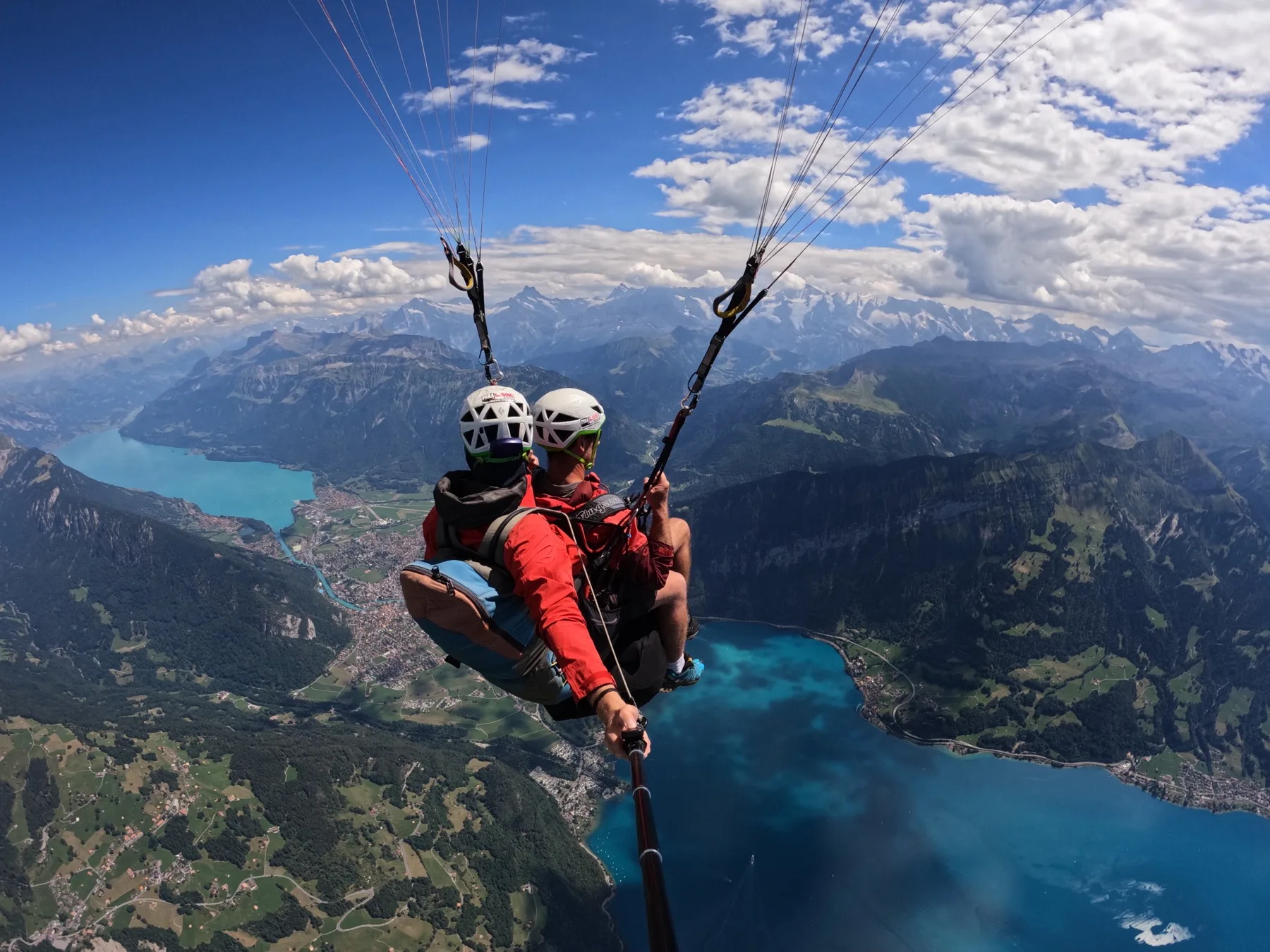 Tandem flight over the lakes near Interlaken